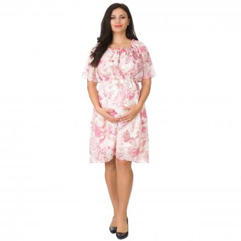 Rochie Scurtă de Gravide Roz – Confort, Stil și Lejeritate