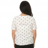 Bluza gravide alba  cu buline maro si maneca scurta