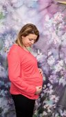 Bluza gravide roz cu cret lateral burtica si cu maneca lunga