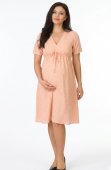 Rochie Gravide Roz Somon din Vâscoză Vapoaroasă cu Flori – Mamitex