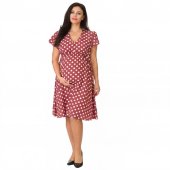 Rochie Alăptare și Sarcina Visinie cu Buline – Stil Vintage