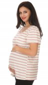 Tricou gravide alb cu dungi colorate